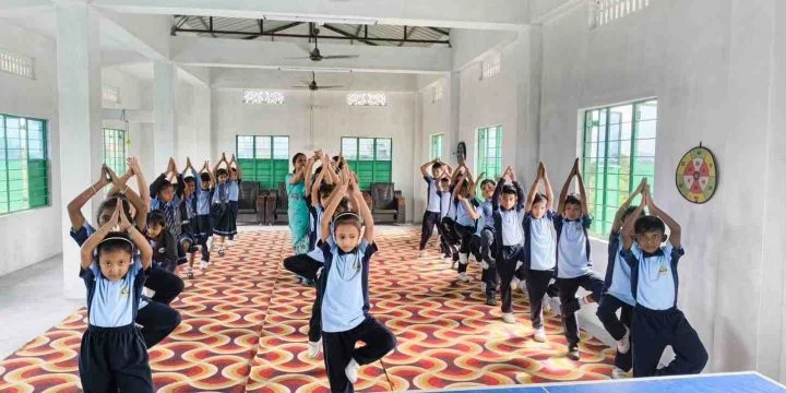 Students in yoga session